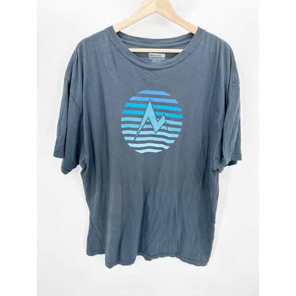 Marmot Gray Blue Logo Front Organic Cotton Tee T-Shirt Mens Size XXL - Picture 6 of 6